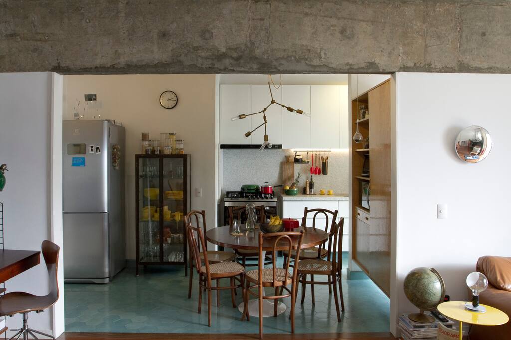 View from the living room to the kitchen