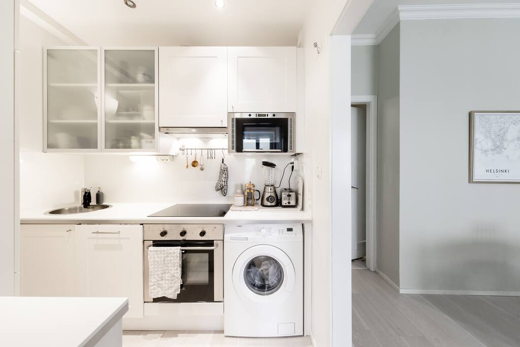 Kitchen is compact yet it has everything you'll need for preparing your snack or meal