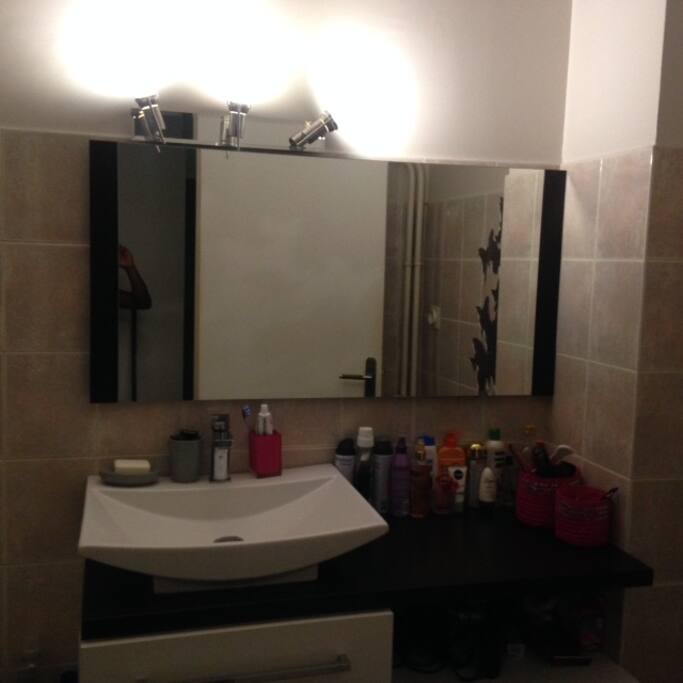 Salle de bain spacieuse. Des produits de toilette sont compris dans le prix du séjour.