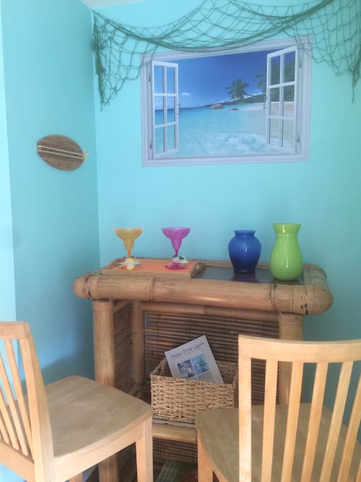 Tiki bar in kitchen/dining area