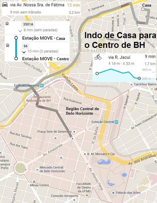 Fácil acesso ao centro de BH, com inúmeras opções de ônibus dia, noite e madrugada há menos de 200m de distância.