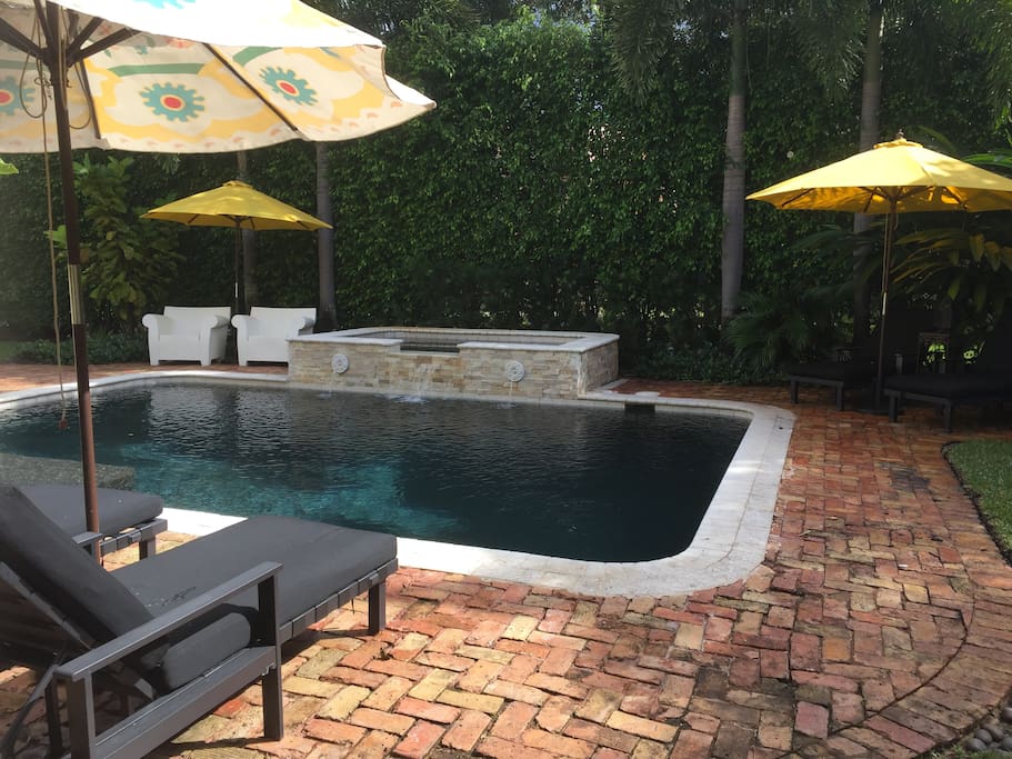 Heated, salt water pool and hot tub.