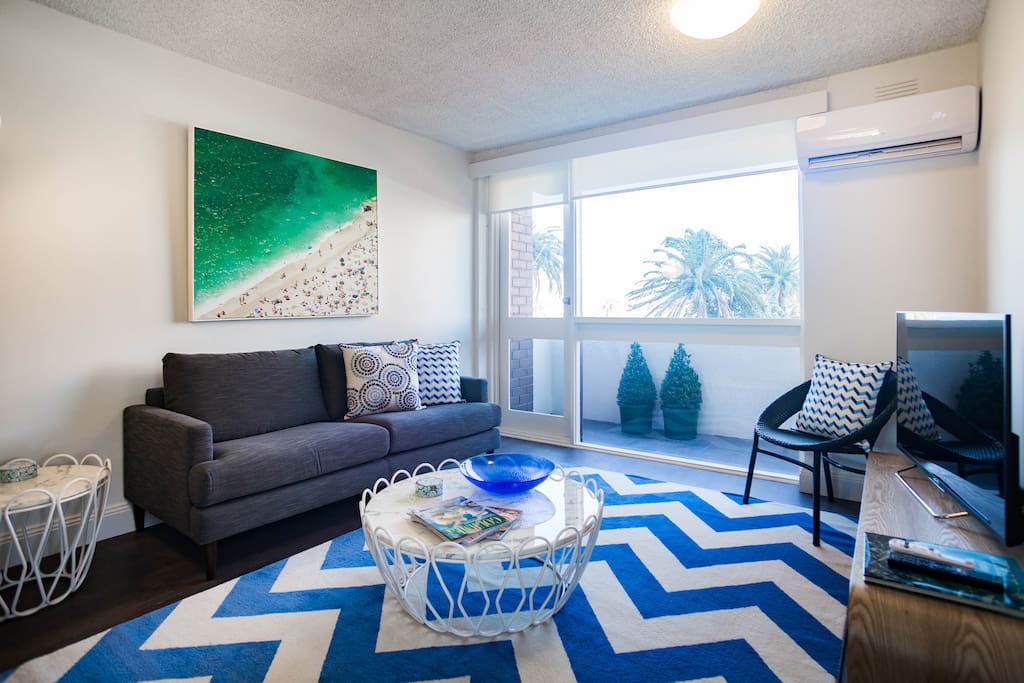 Bright well lit living room with gorgeous view