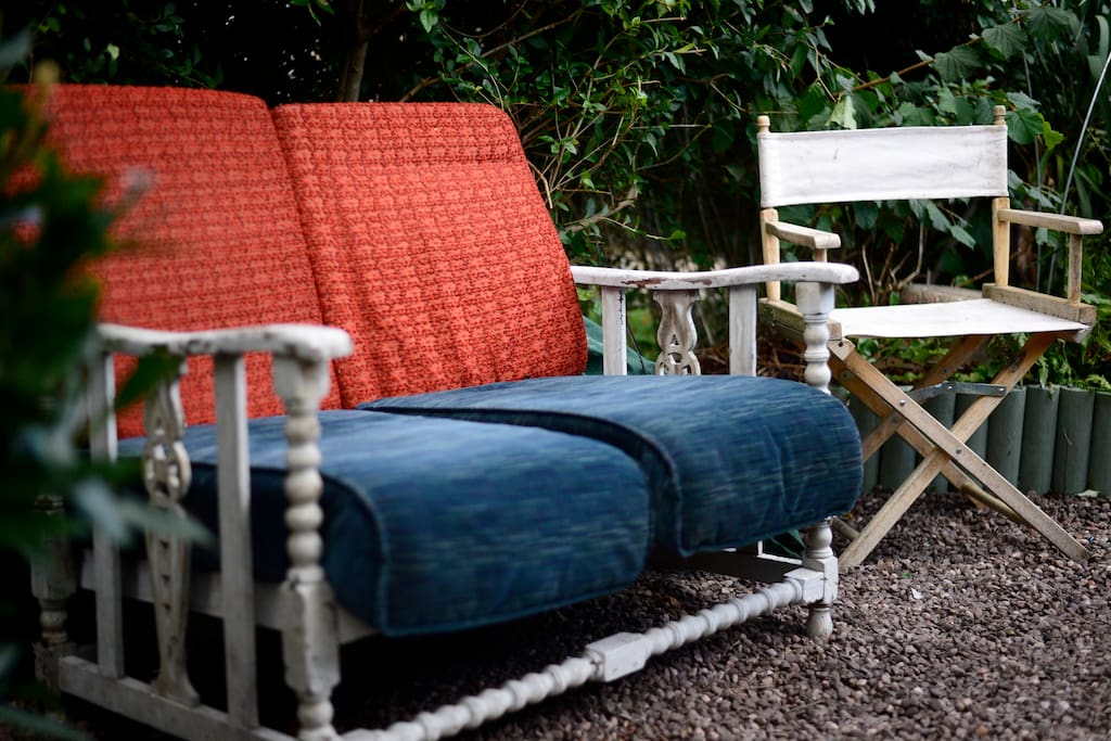 Shabby chic furniture abounds.