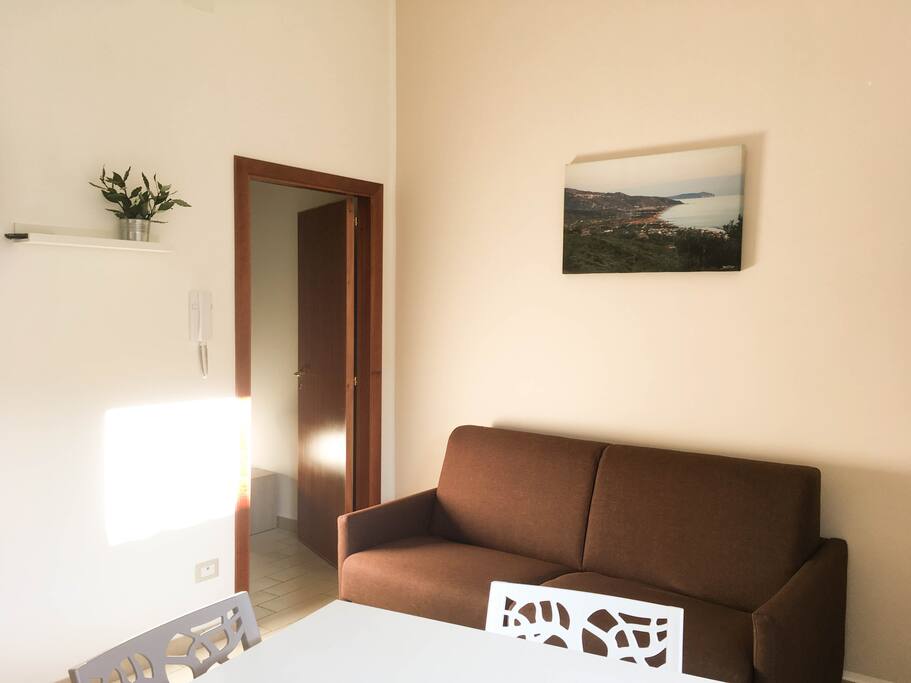 Area giorno con divano letto chiuso