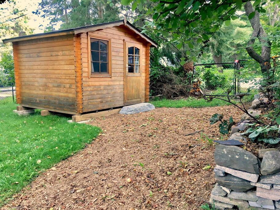 Path leading to our tiny cabin entrance.
