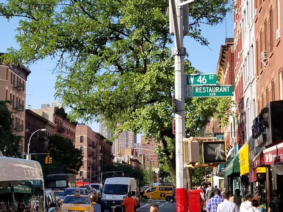 Just few blocks from world famous Restarant Row, beside that there are plenty if restaurants literally on every corner!