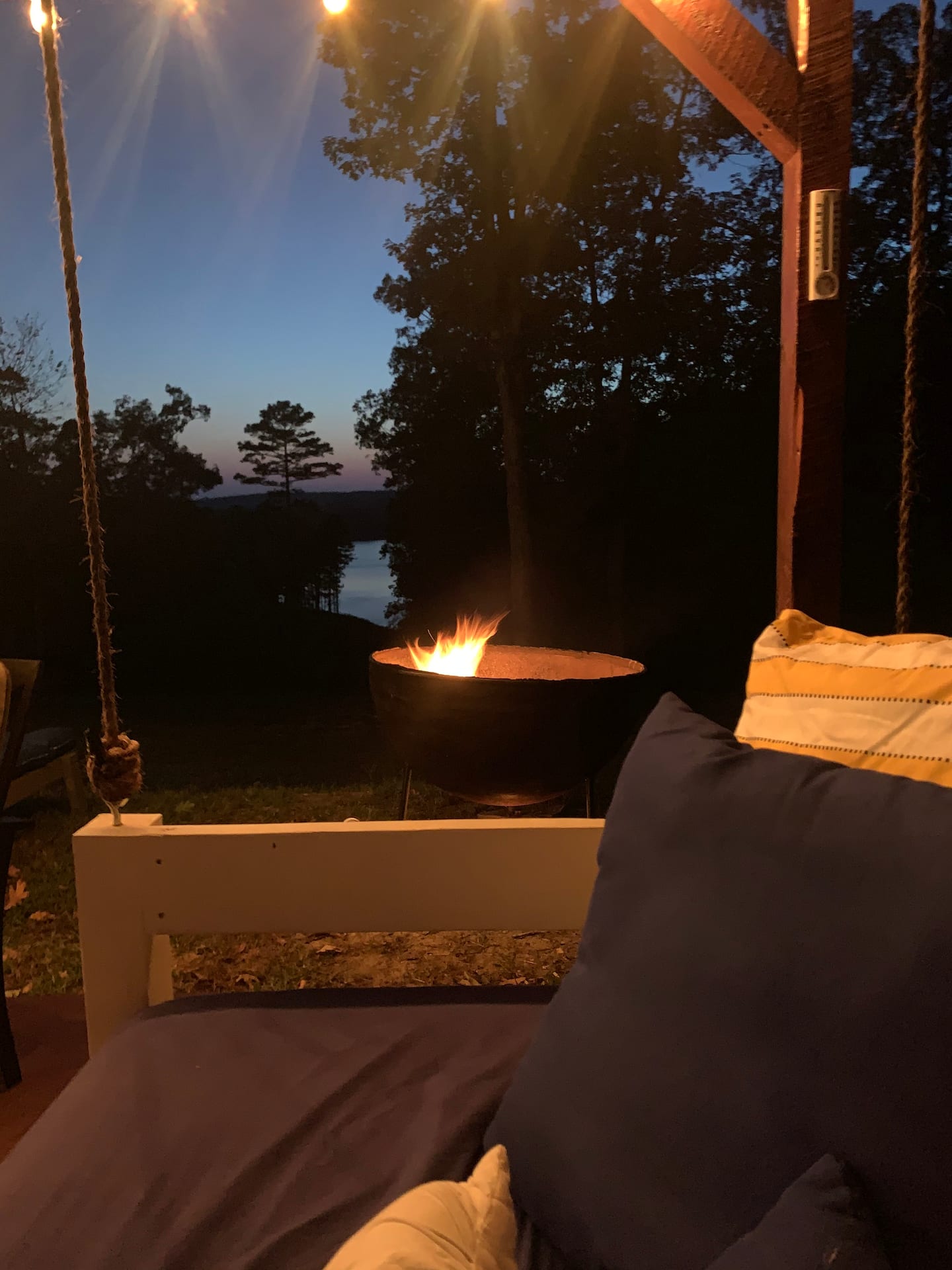 Porch swing and fire pit