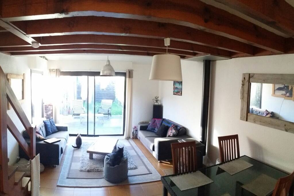 espace salon / salle a manger avec vue sur le jardin
