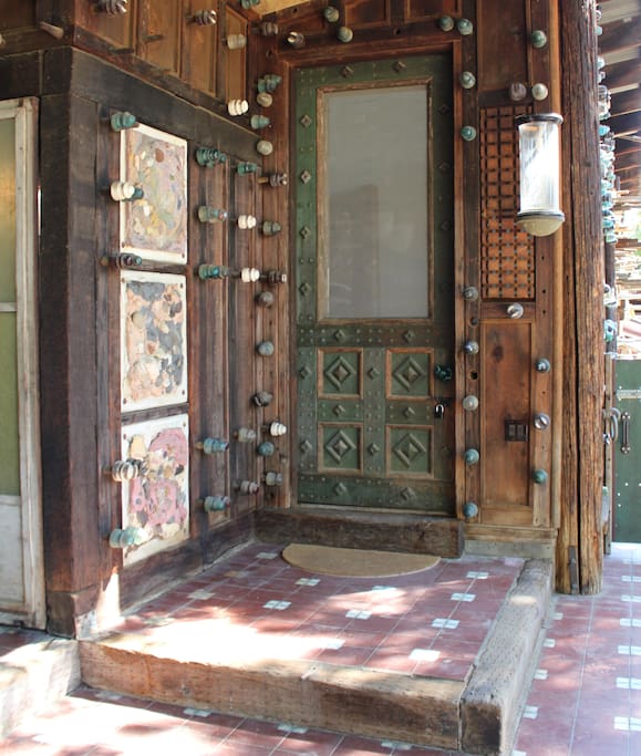 Custom designed front door, 9' tall.