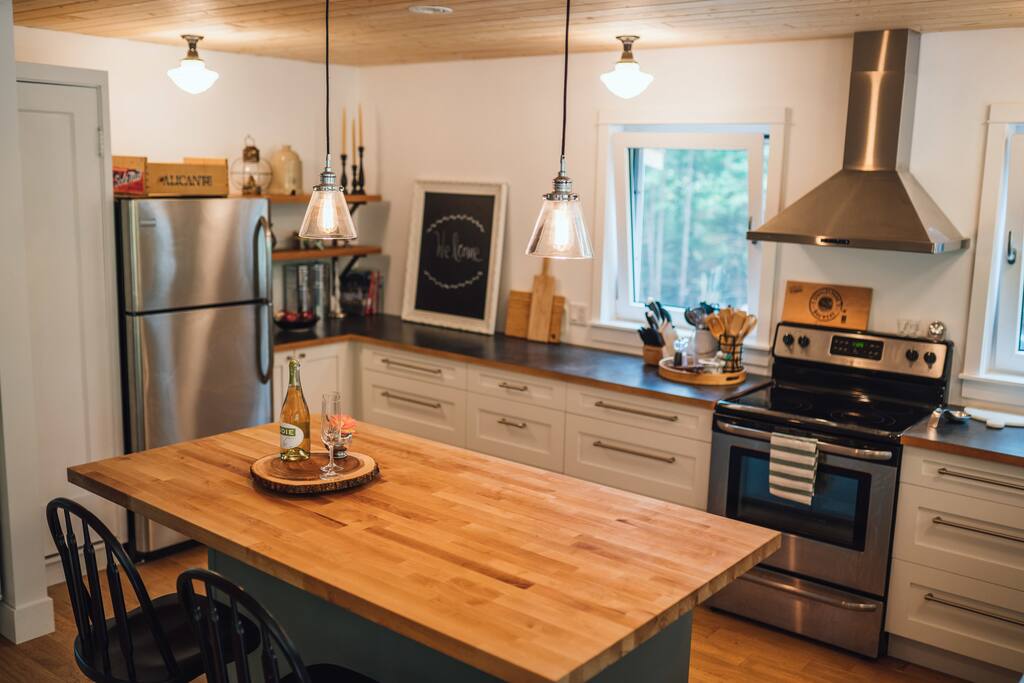 Large kitchen island for family and friends to gather.