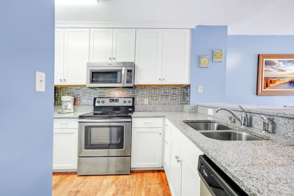 Fully Equipped kitchen with granite counter tops