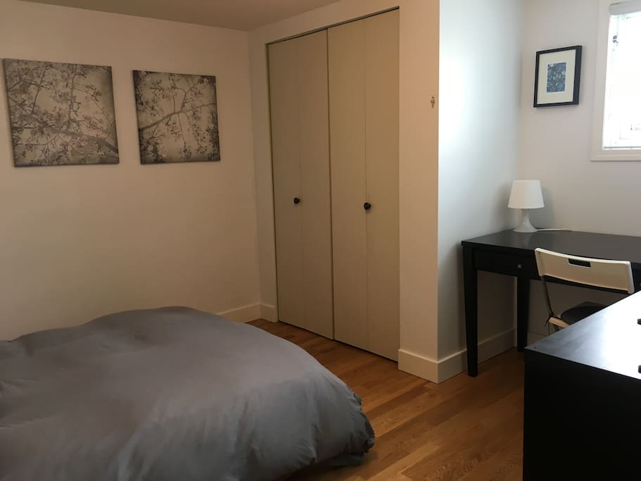 Bedroom one- double bed and work/desk space