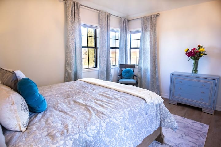 A dresser is provided for you to unpack and unwind.