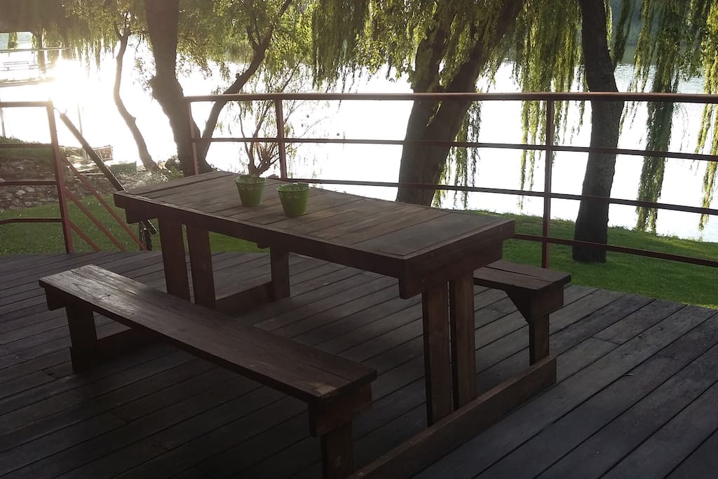 The Loft patio overlooking the river