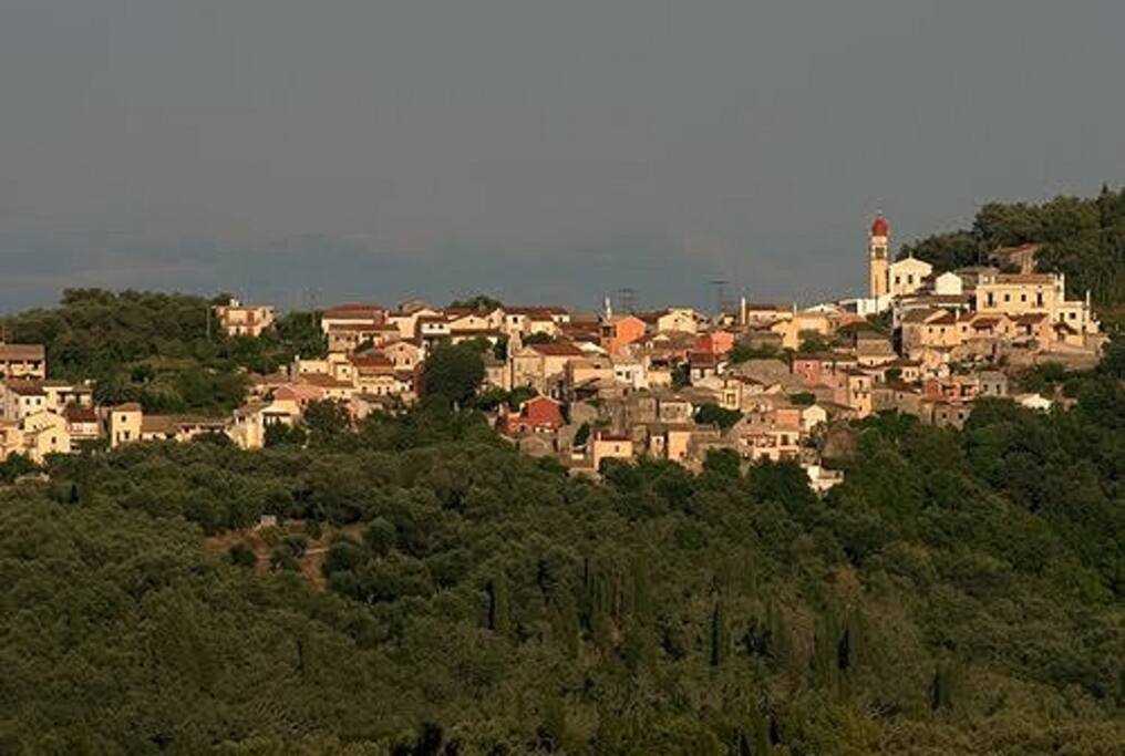 View of Varipatades Village. The house is on the very left