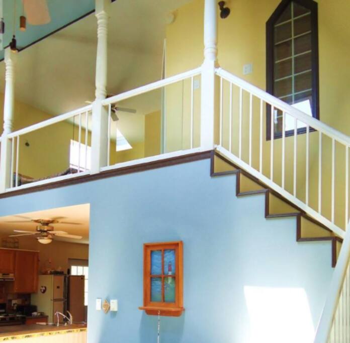 Looking up to second floor.