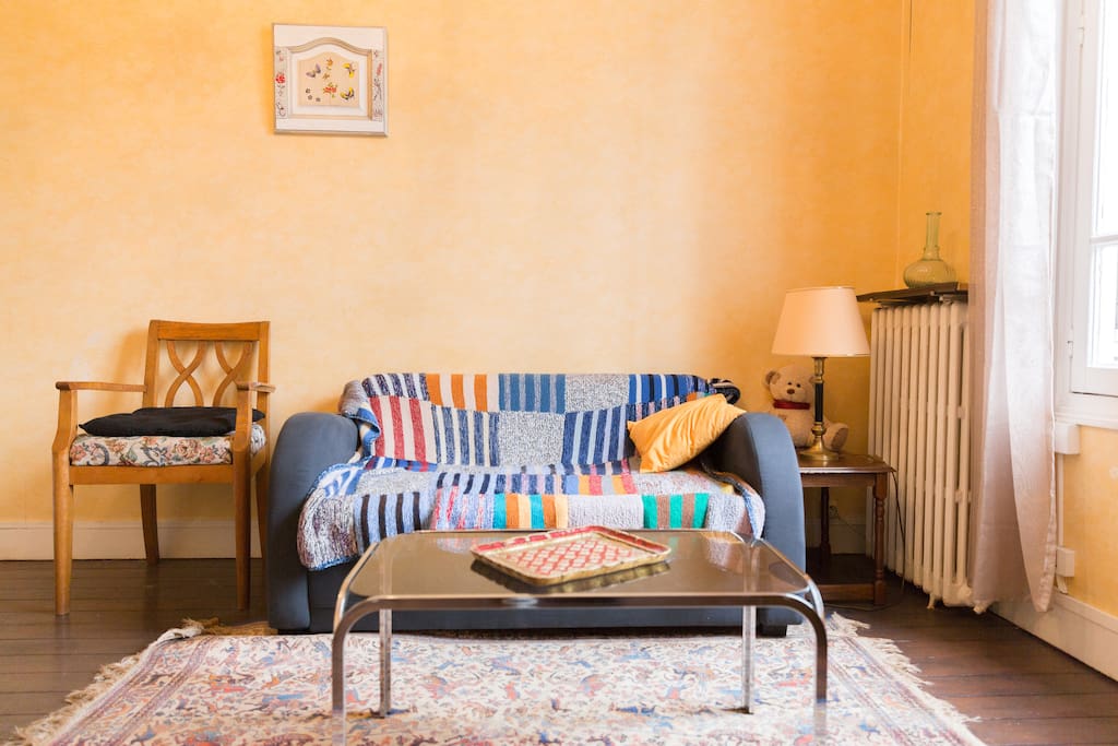 salon avec mobilier 1950