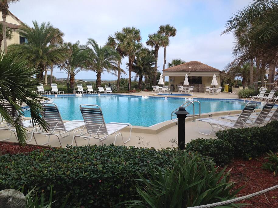 Pool area includes grill