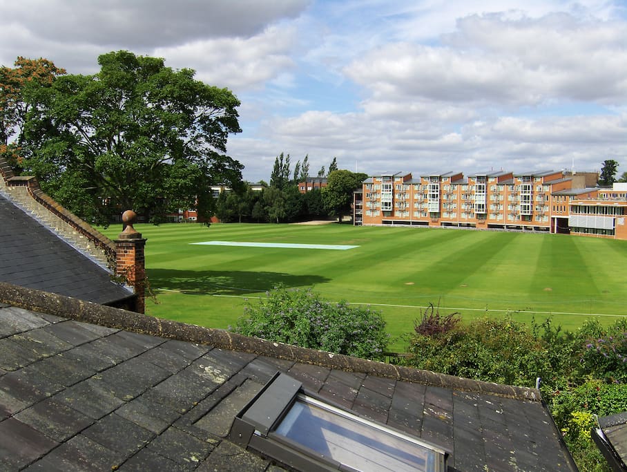 View from bedroom of University cricket ground