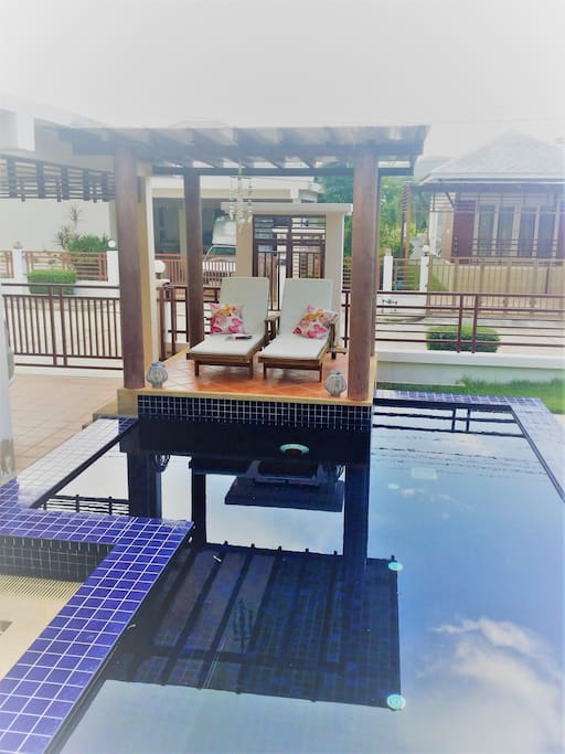 Pool with covered relax area