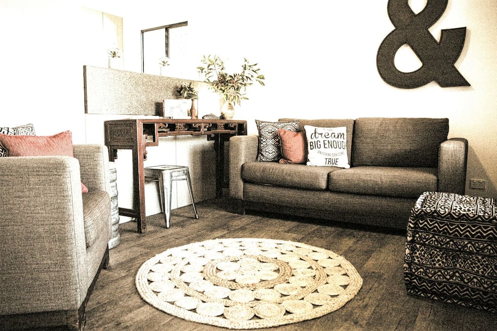 Shared space with sofabed.