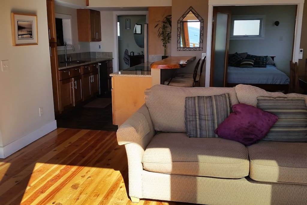 Enjoy the beautiful water views spacious living room