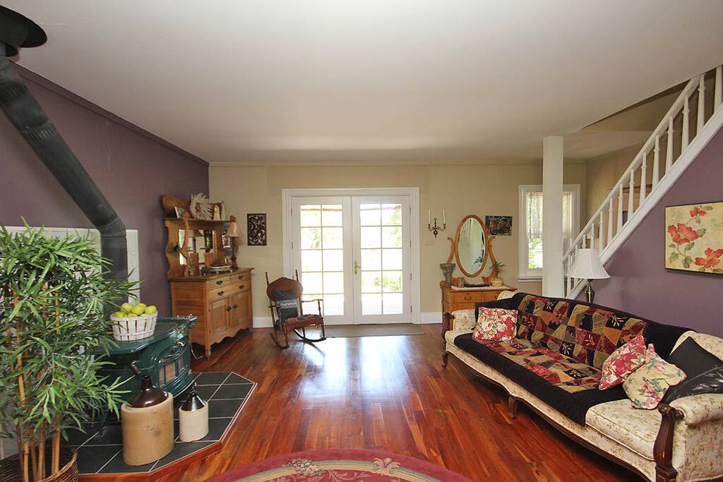 Woodstove & cherry wood floors that came from the property