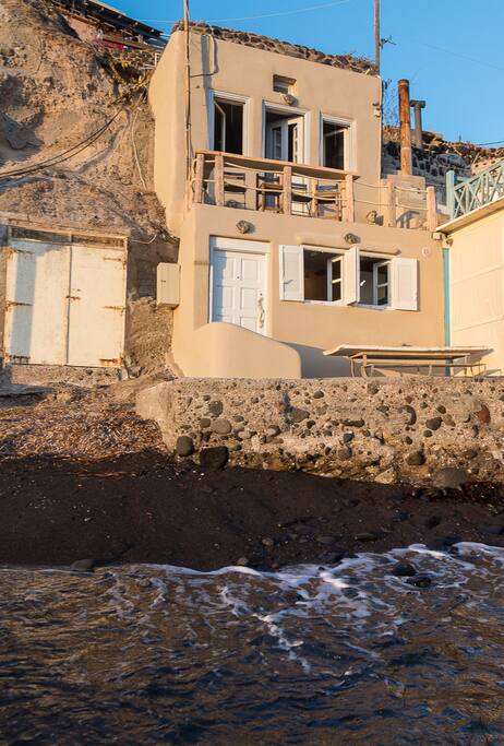 Front of the house showing how close to the sea it really is!