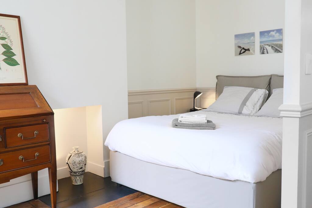 Bedroom view: high quality mattress, new