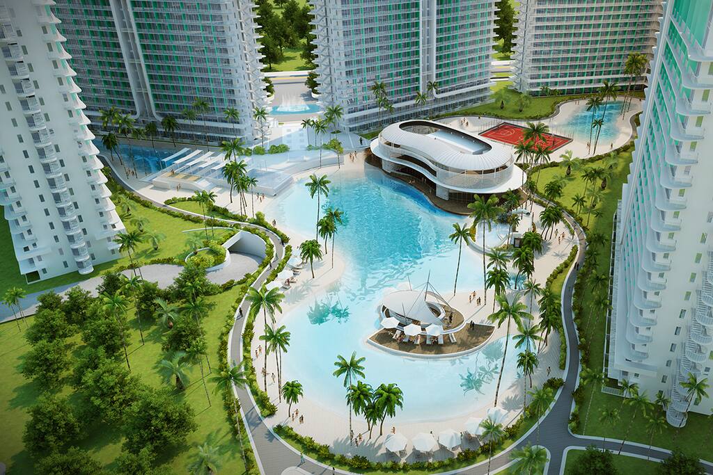 Swimming pool with beach