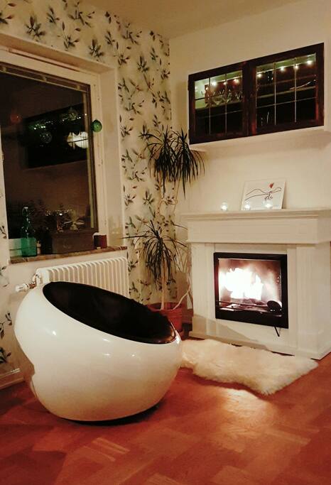 Open fire (etanol) spreading warmth and joy in the evenings.
