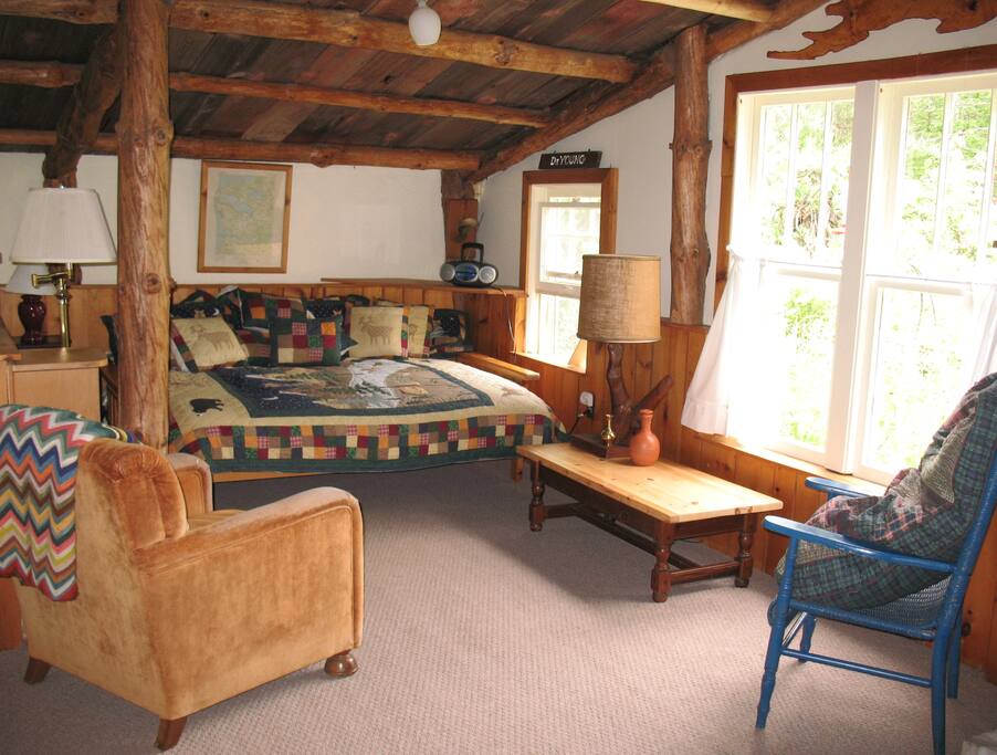 Living room area with queen futon