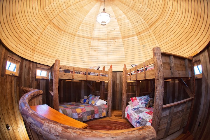 Fourth floor silo bedroom with two sets of bunk beds, perfect for the kids! 