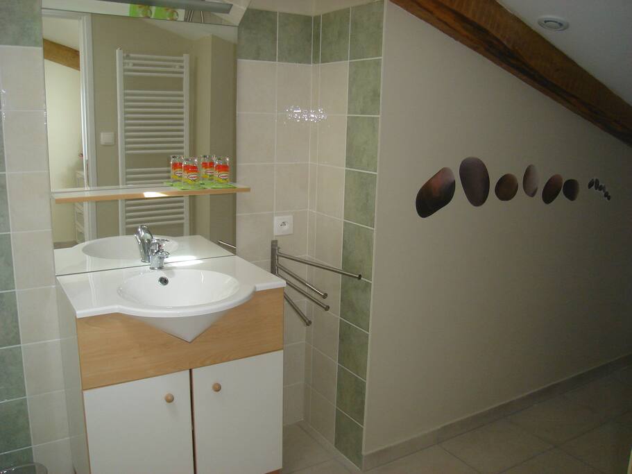 salle d'eau et toilettes .