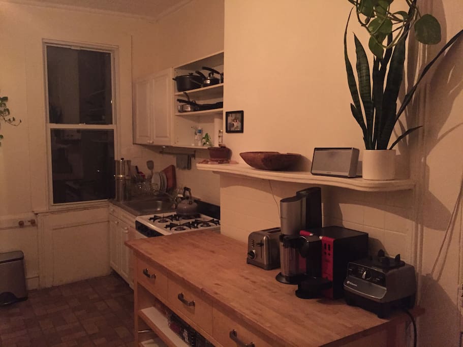 Kitchen at night, super bright in the daylight.
