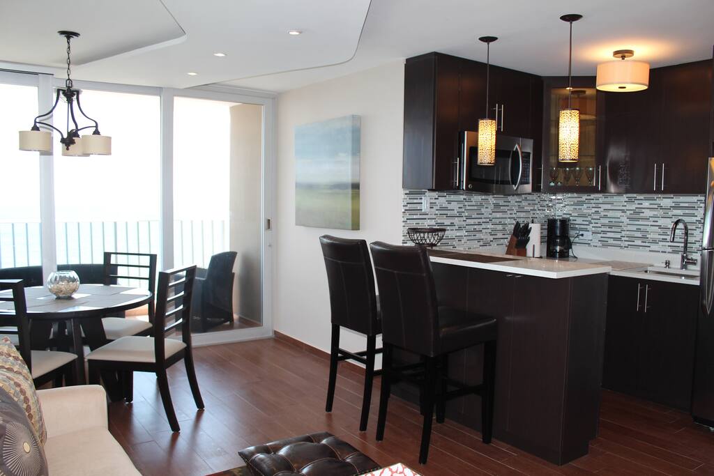 Kitchen and living area.