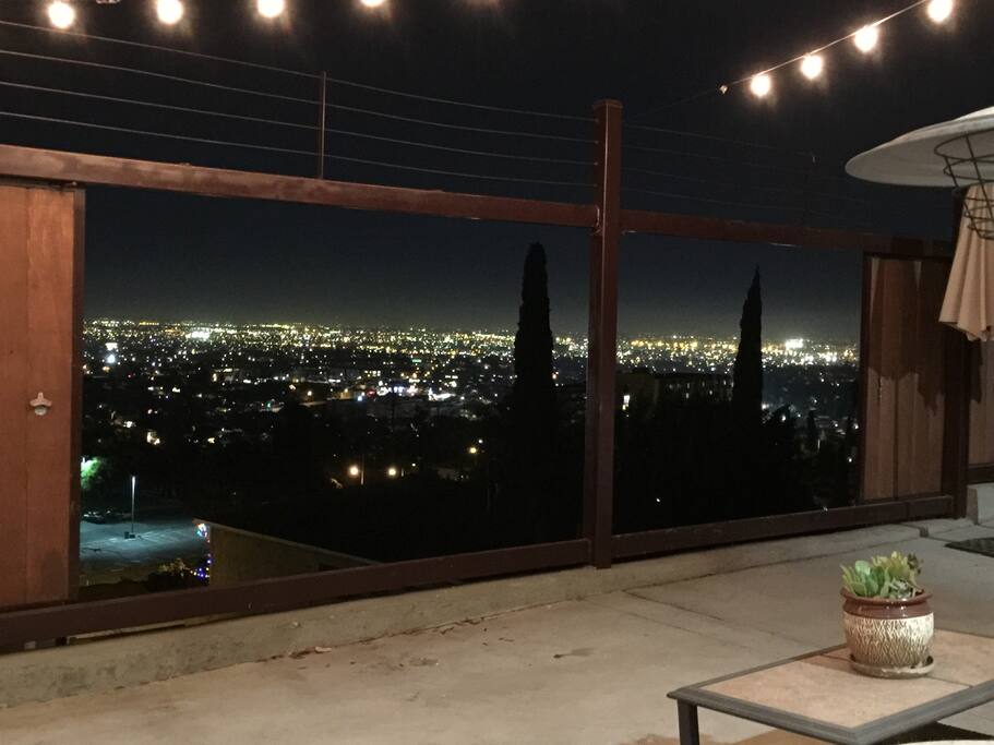 Outdoor seating area with a view