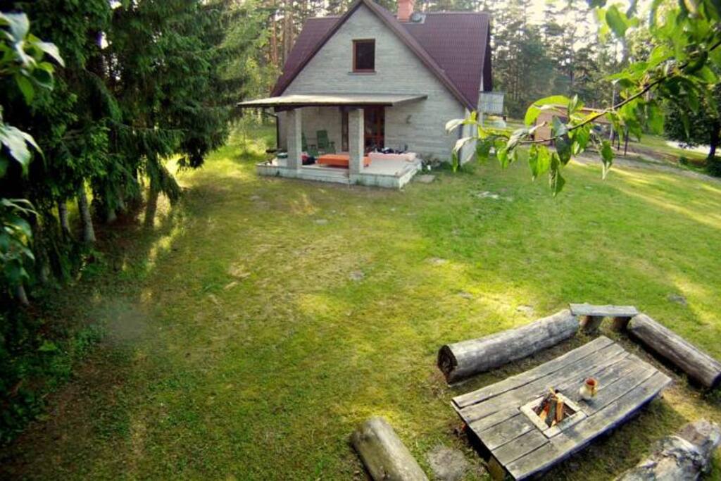 house and open air garden table