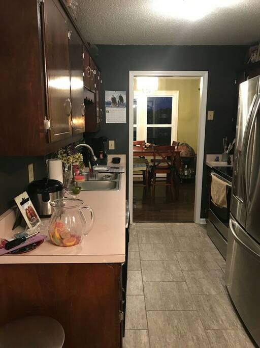 Galley kitchen with amenities