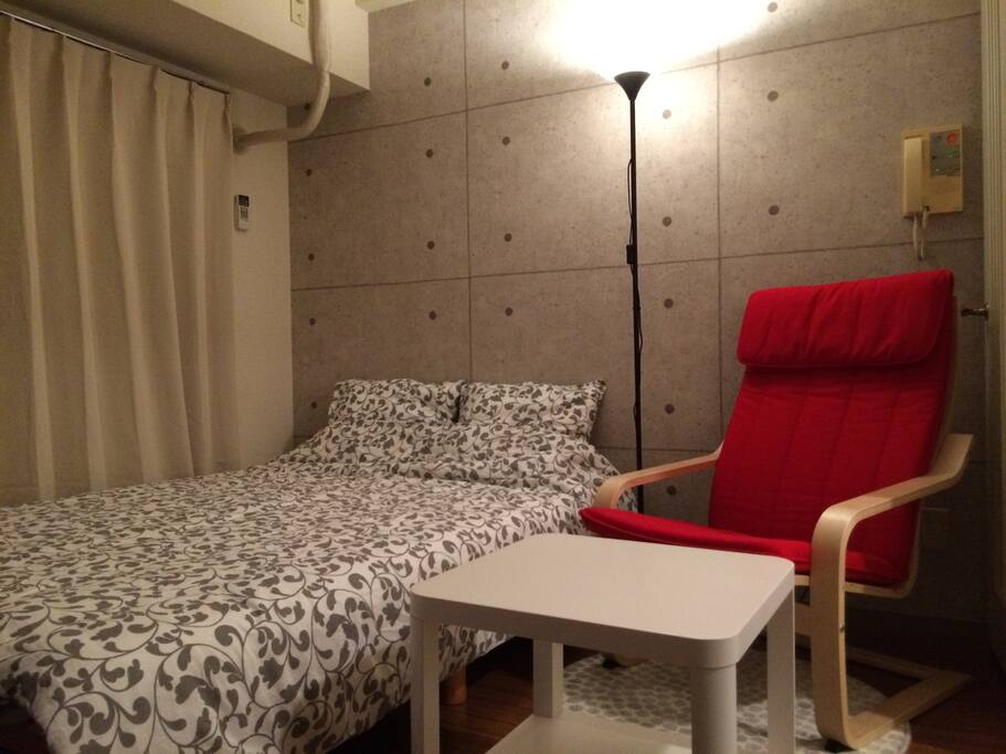 Comfy double bed for 2 and lounge chair