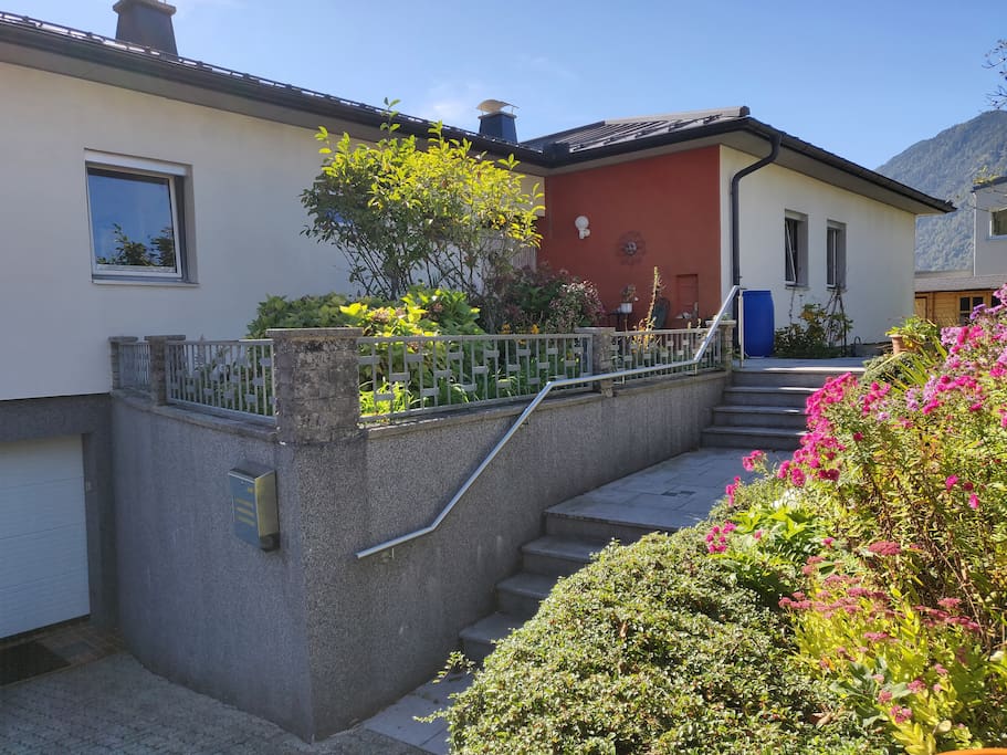 You have to climb a few stairs to the entrance of my apartment