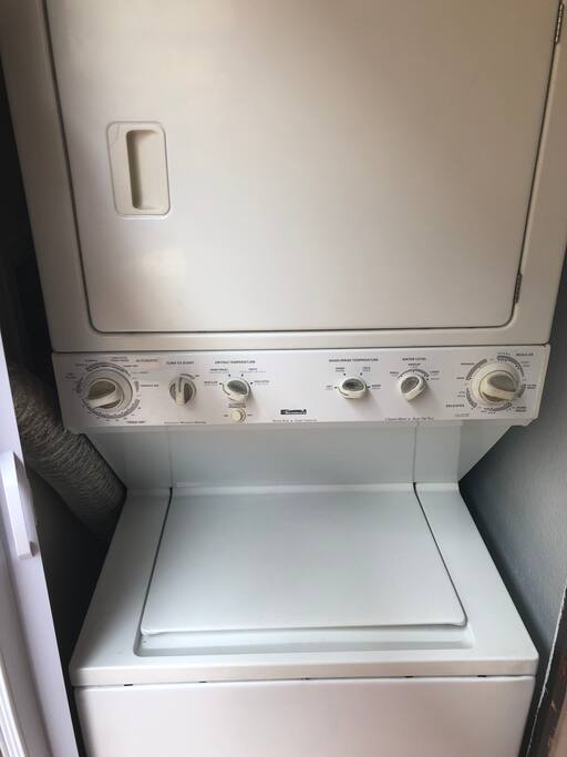 Washer and Dryer with laundry soap.