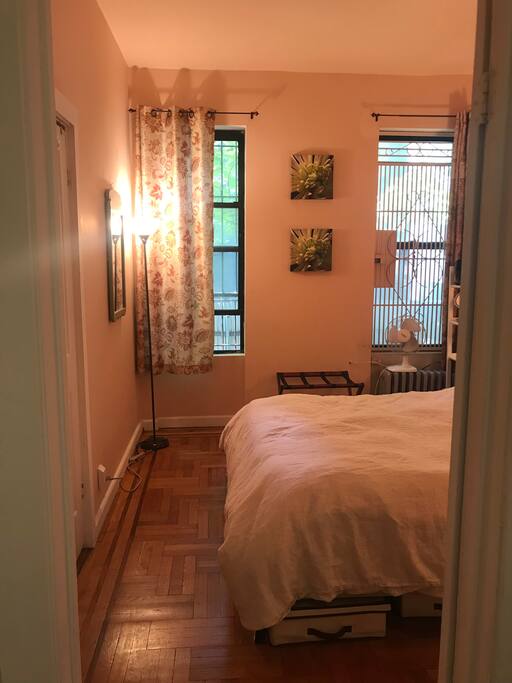 View from living room into a bedroom.