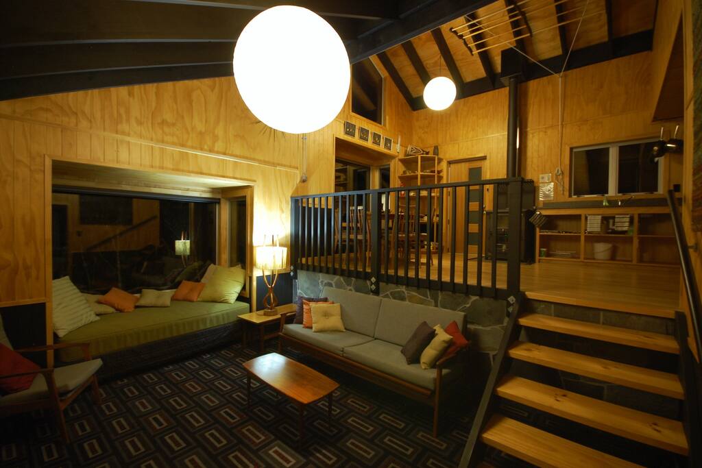 The interiors are influenced by mid century design.