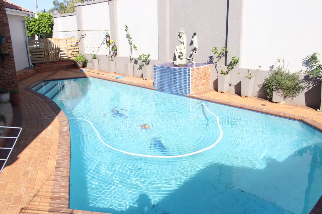 Crystal clear pool; perfect for those sunny days in Durban. Also great for a few laps. Also entertainment patio for traditional South Africa braais/dinners.