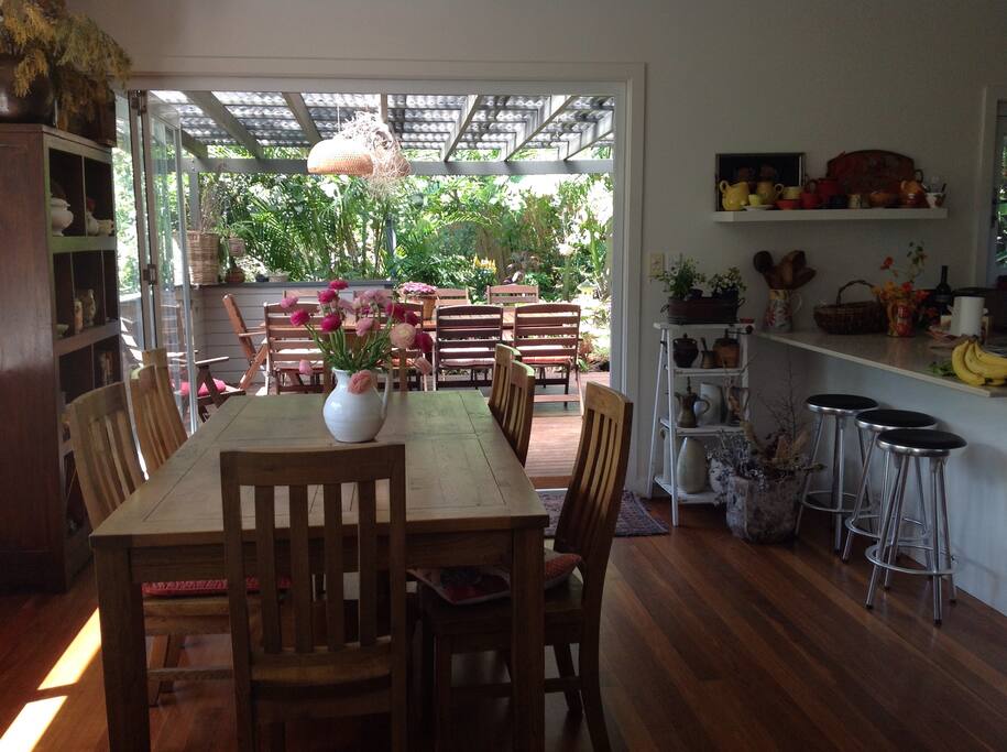 Kitchen, dining room and outdoor space