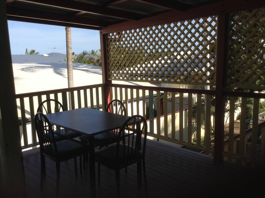 One of the two upstairs balconies over looking Suttons Beach.