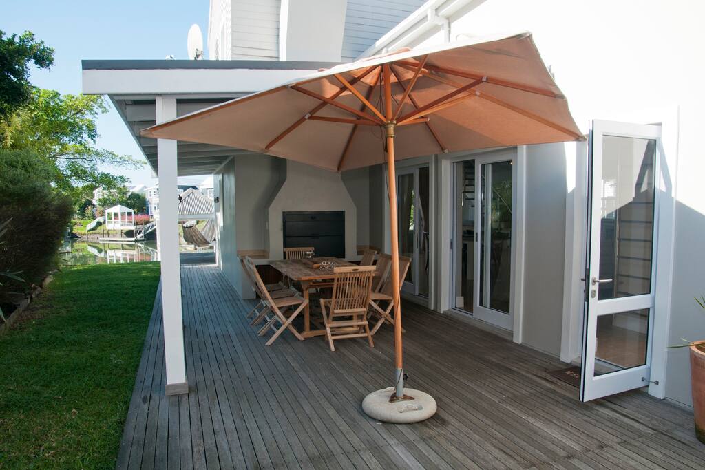 Private outside area with built in wood braai.