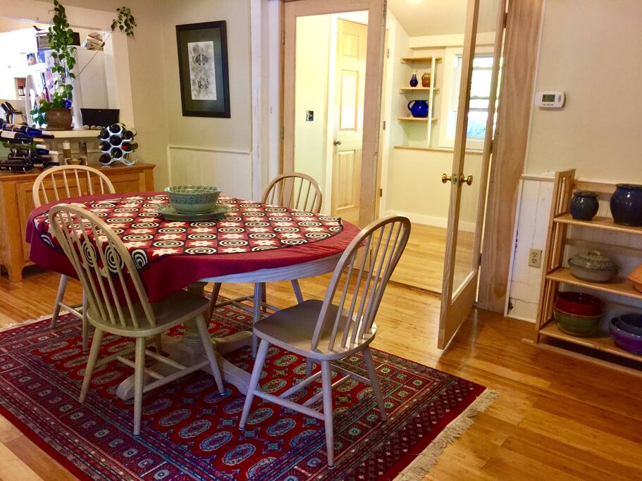 Dining room with a view of the office